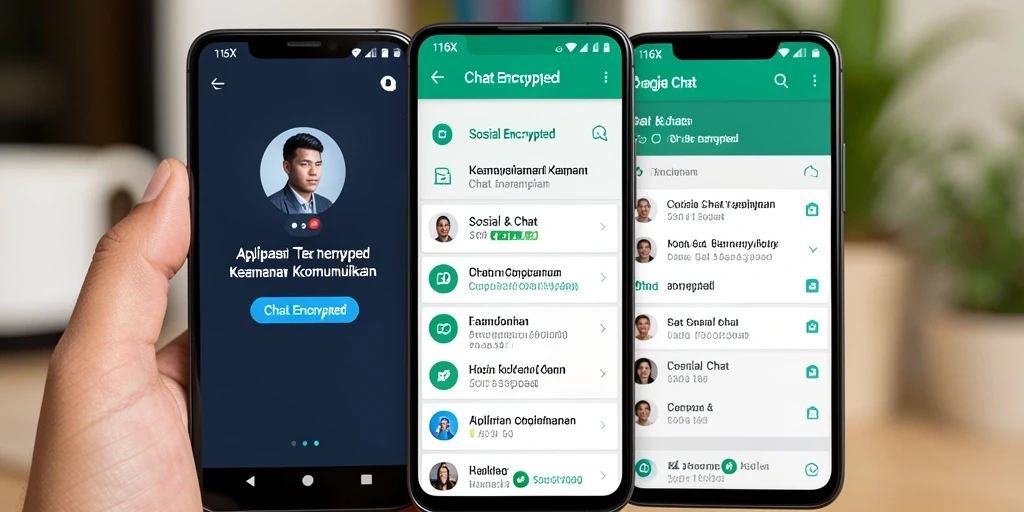 Antarmuka aplikasi 116X untuk chat terenkripsi yang aman dan modern.