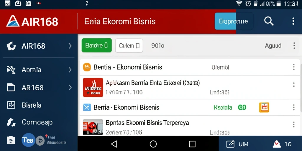 Antarmuka aplikasi AIR168 yang menarik dengan berita ekonomi terbaru.