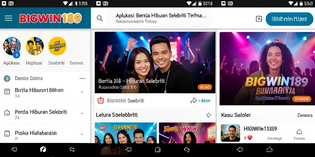 Tampilan antarmuka aplikasi BIGWIN189 yang menarik dan informatif.