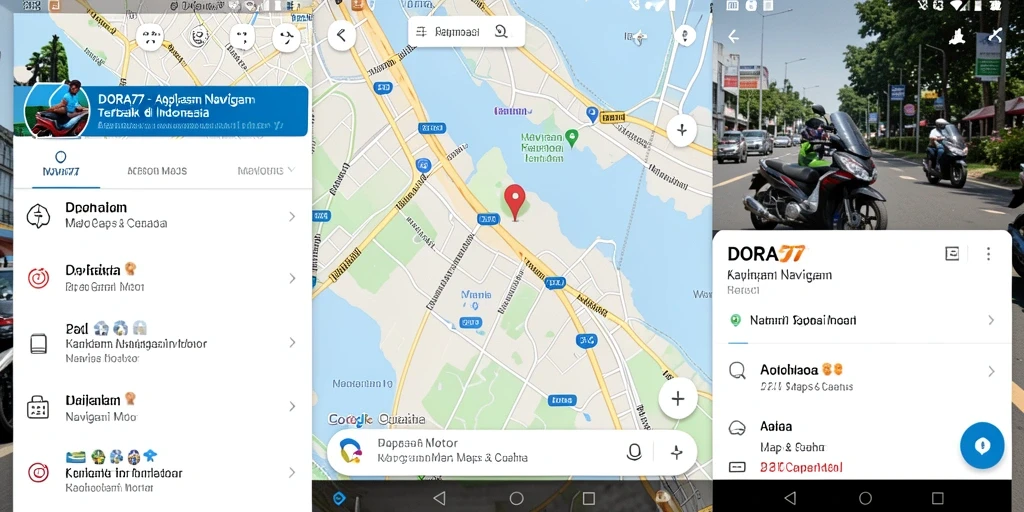 Antarmuka aplikasi DORA77 menampilkan detail rute dan informasi cuaca.