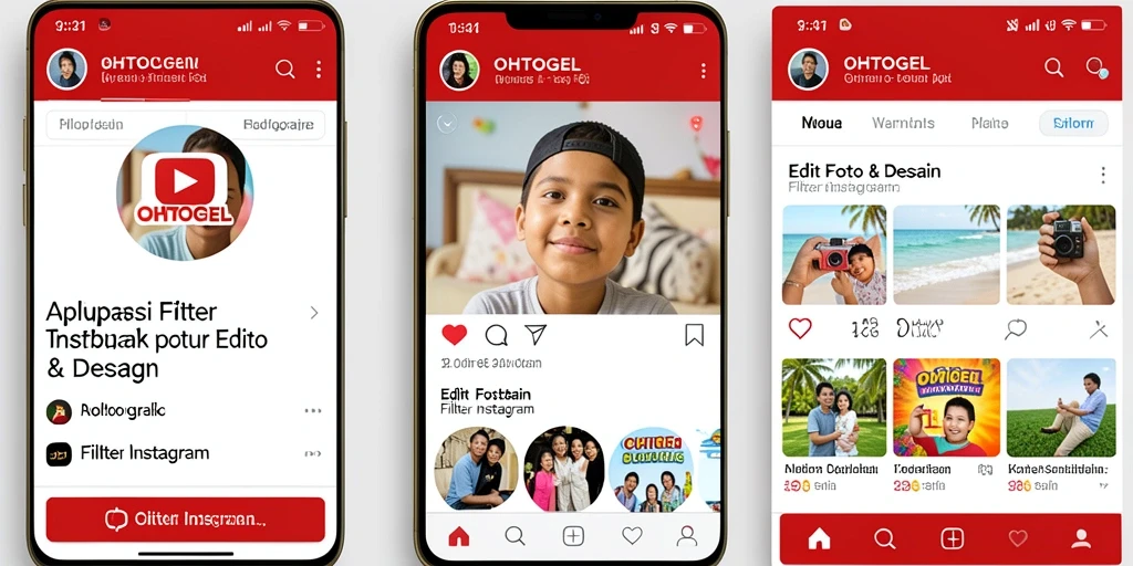 Antarmuka OHTOGEL dengan berbagai pilihan filter Instagram.