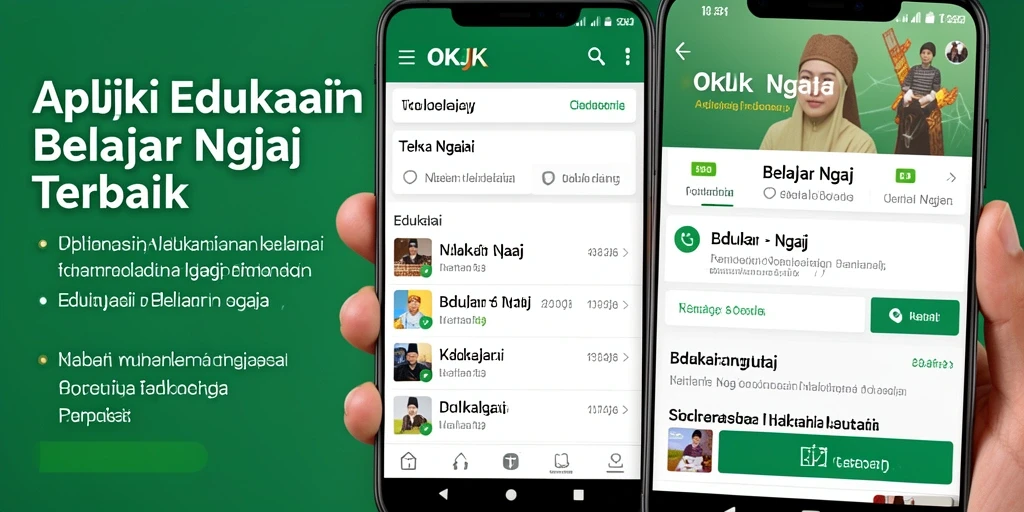 Tampilan antarmuka pengguna aplikasi Belajar Ngaji OKJK yang interaktif.