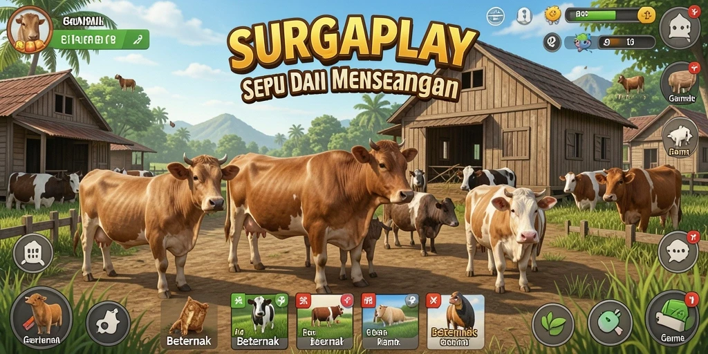 Screenshot antarmuka SURGAPLAY menampilkan beternak yang seru.