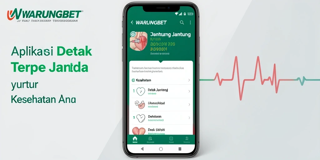 Antarmuka aplikasi WARUNGBET yang menampilkan pemantauan detak jantung.