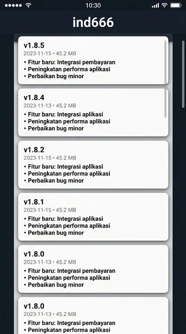 Riwayat Versi Aplikasi ind666 untuk Pengguna Android